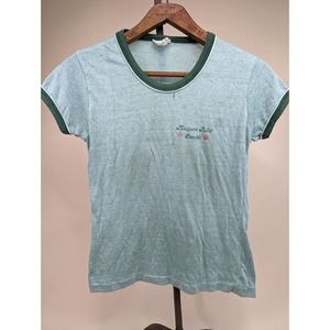 Vintage Sunburst Fashions Ringer T-Shirt Niagara Falls Canada Souvenir Green S M